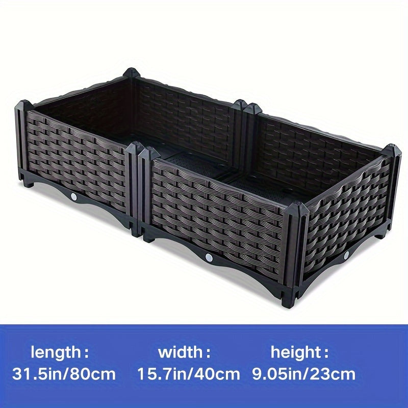 Extra-Large 16X16 Inch Rectangular Plastic Planter - Ideal For Vegetable Gardening