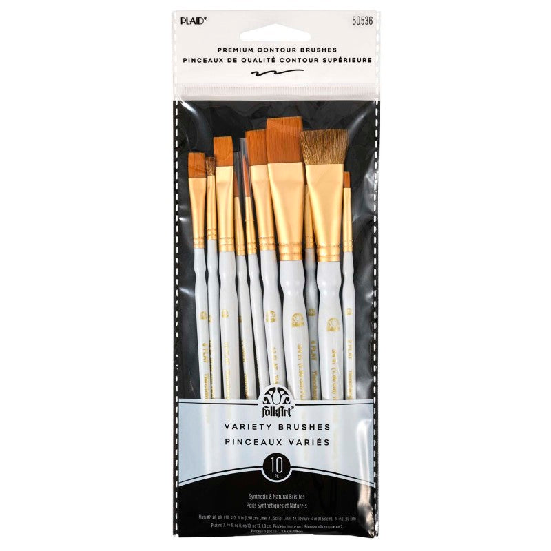 FOLKART LTP PREMIUM PAINT BRUSH SET 10CT