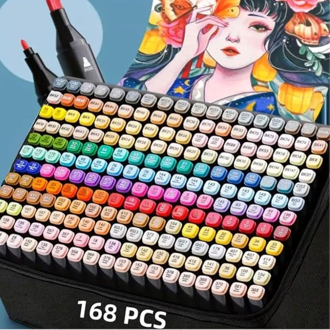 168 Colors Dual Brush Tip Alcohol Art Markers