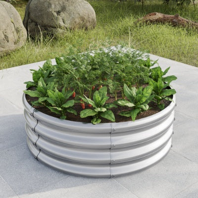 32.08x11.4 Tall Round Raised Garedn Bed,Metal Raised Beds For Vegetables, Outdoor Garden Raised Planter Box, Patio Planter Raised Beds For Flowers, Herbs, Fruits
