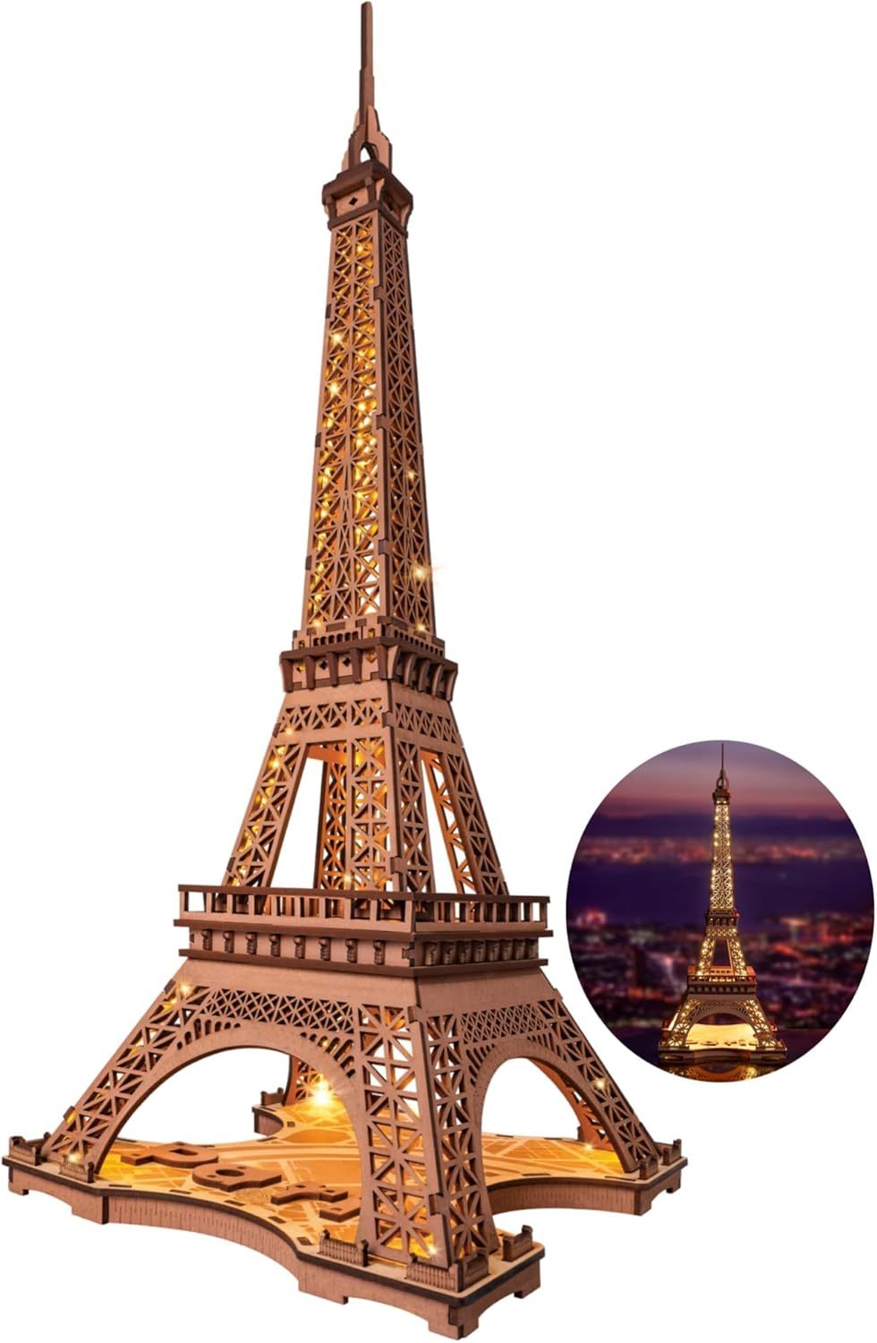 Eiffel Tower Large Wooden Puzzle With 4 Light Shows STEM Kit