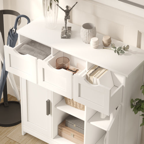 Wooden Floor Cabinet,with Drawers And Shelves Storage