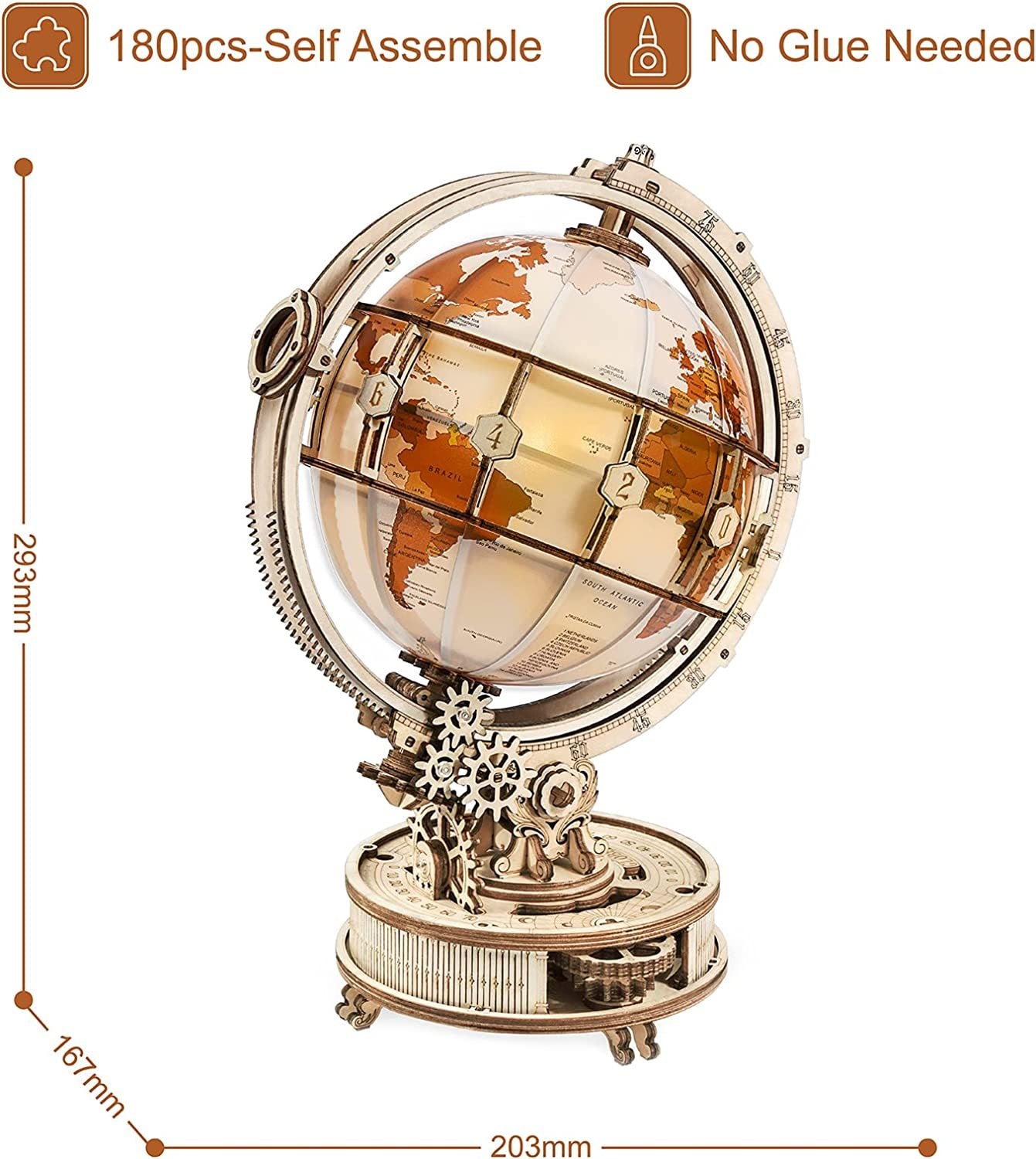 Luminous Globe 3D Wooden Puzzle STEM Kit