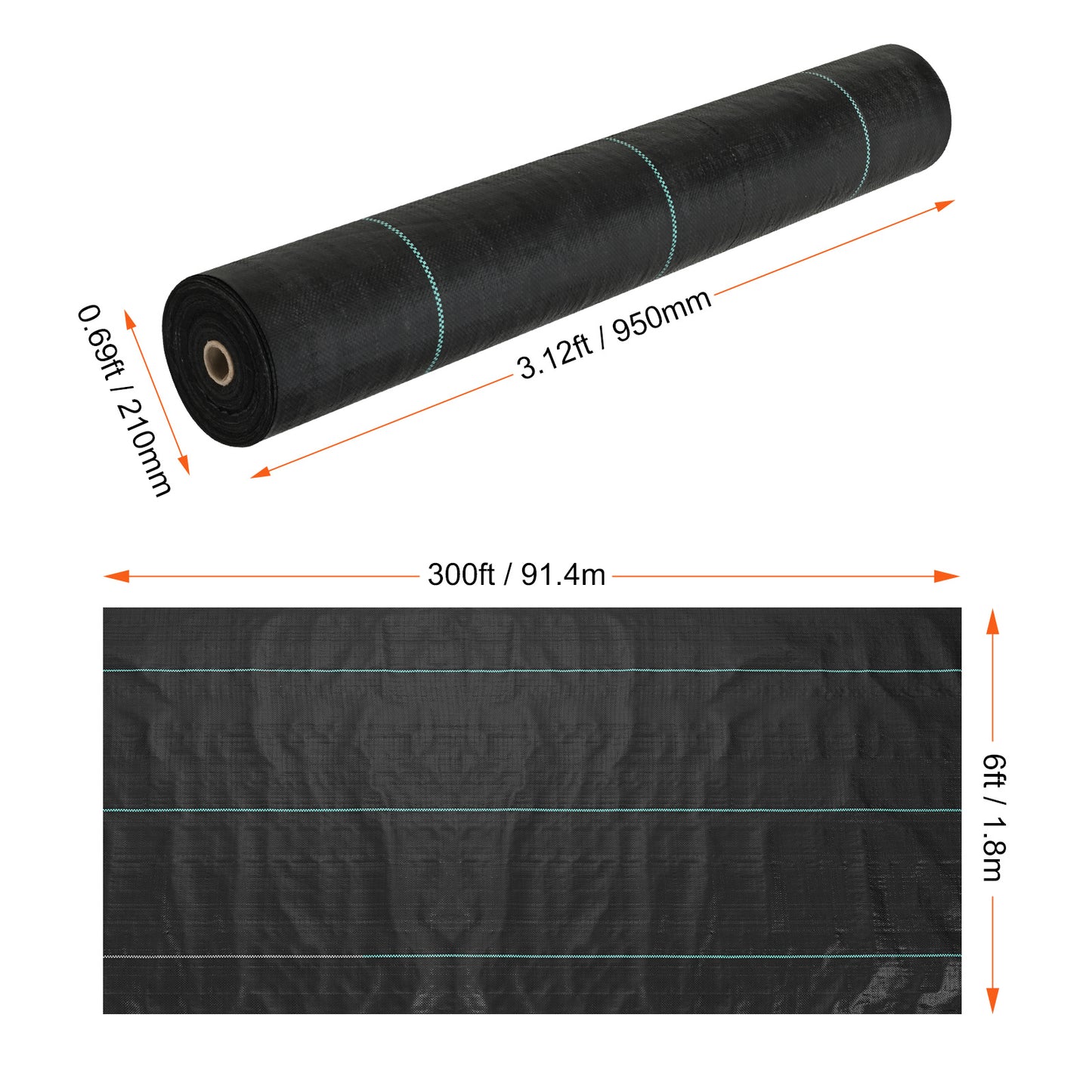 VEVOR Weed Barrier Garden Fabric 6X300FT