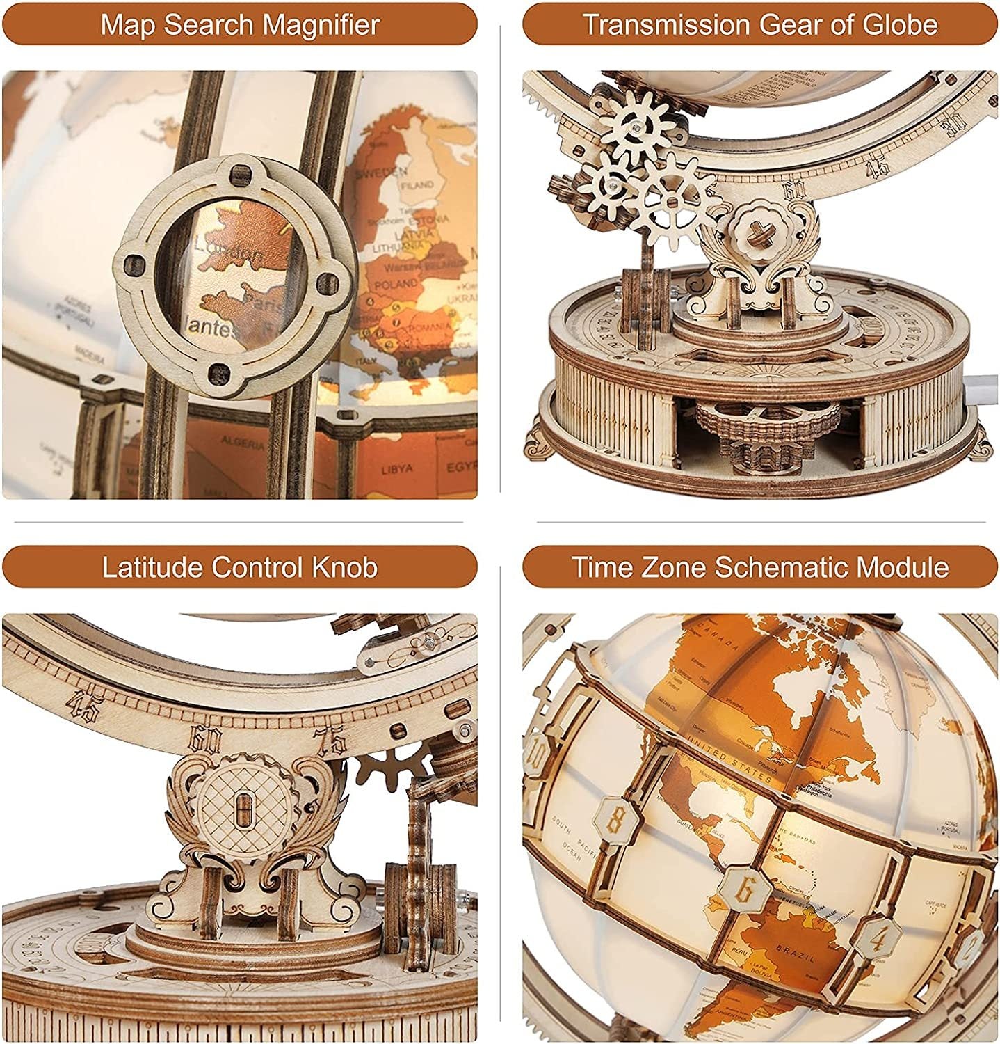 Luminous Globe 3D Wooden Puzzle STEM Kit