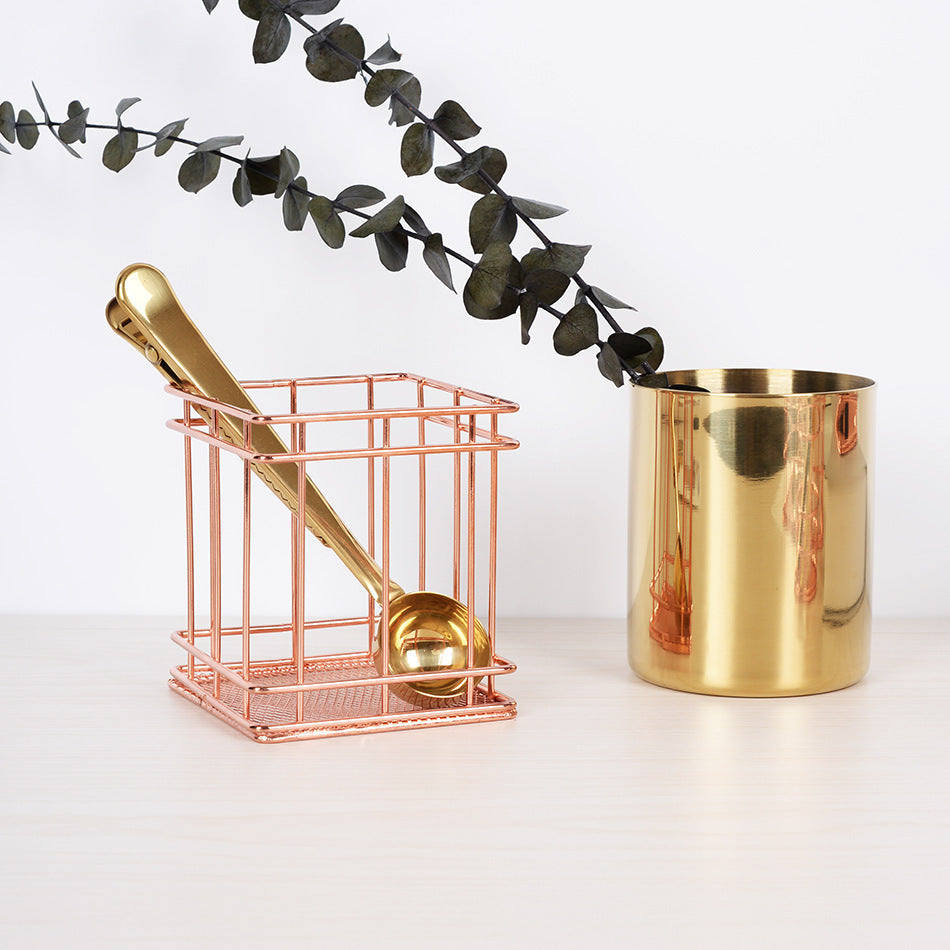 rose gold square round pen holder sundry desktop