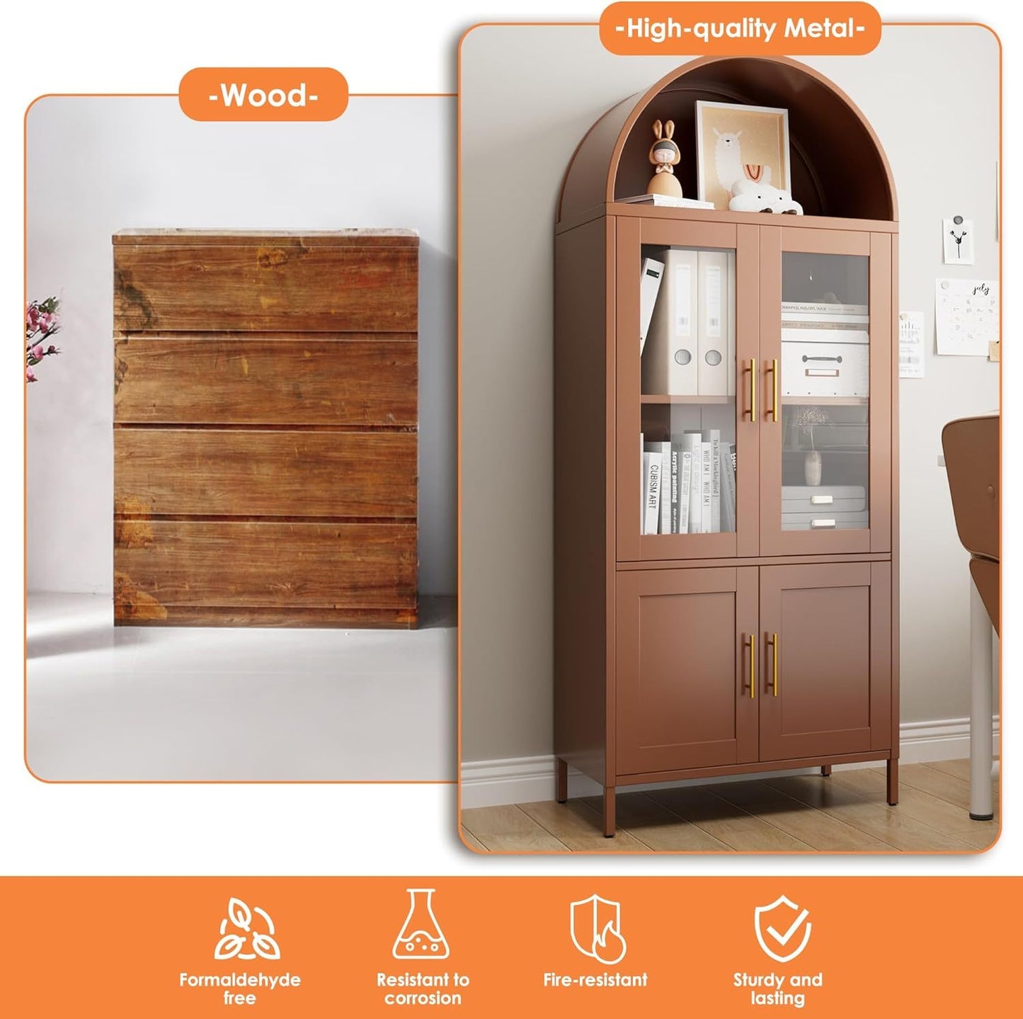 Metal Arched Storage Cabinet