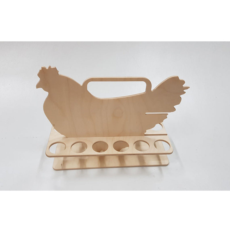 12 Cells Chicken Shape Egg Shelf Portable Wooden Case