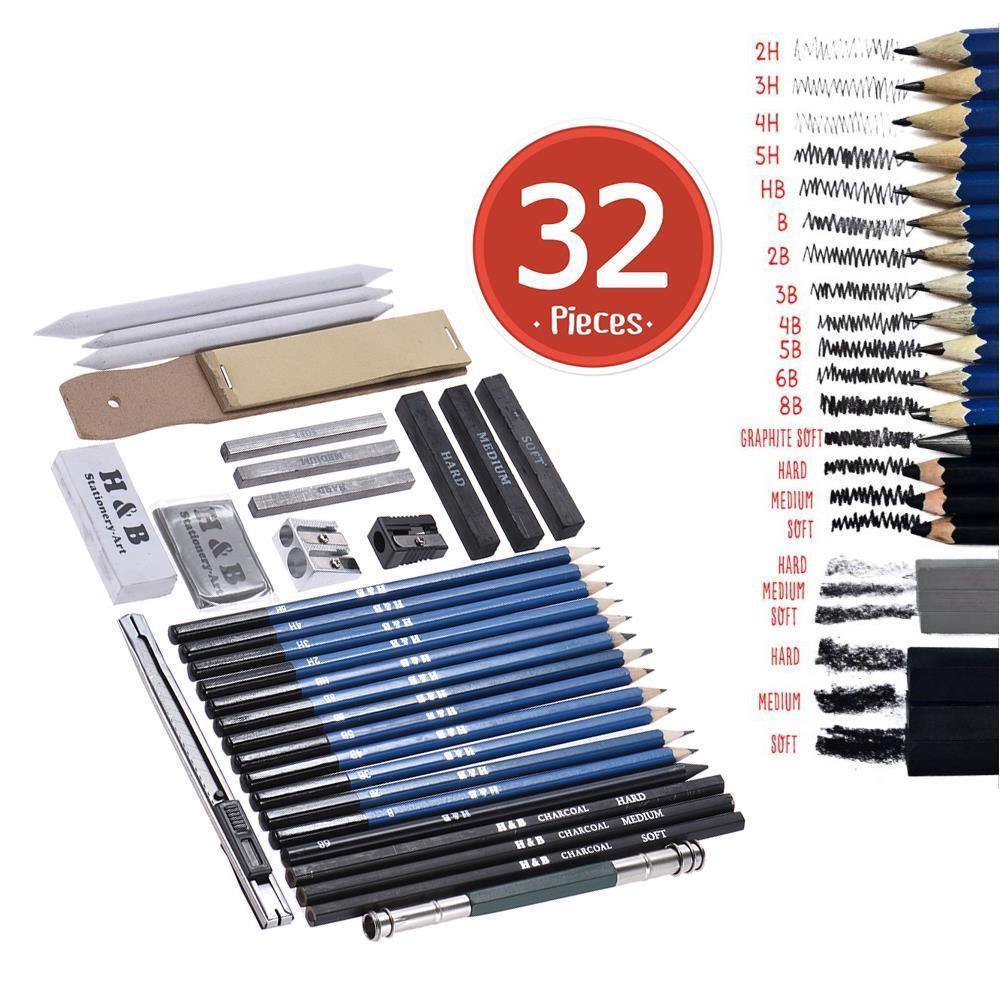 32pcs Professional Drawing Sketch Pencil Craft Kit
