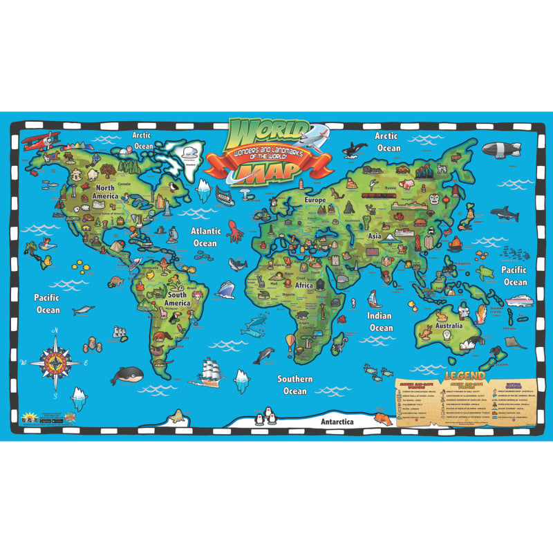 KIDS WORLD MAP INTRACTVE WALL CHART WITH FREE APP