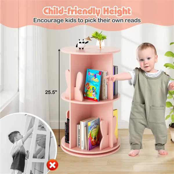 2-Tier Kids Rotating Bookshelf