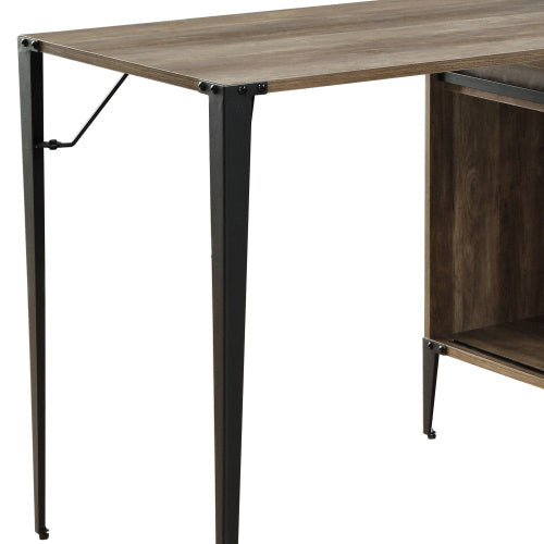 Rustic Oak Writing Desk With Sliding Barn Door