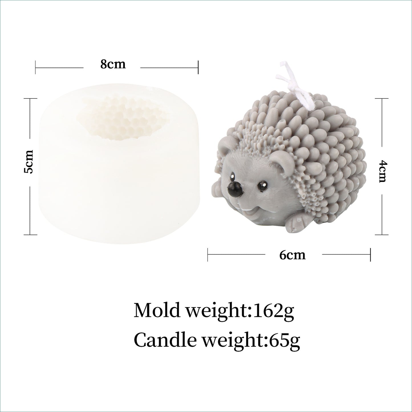 Simulation Hedgehog Candle Mold Silicone Epoxy Plaster Fondant Mold