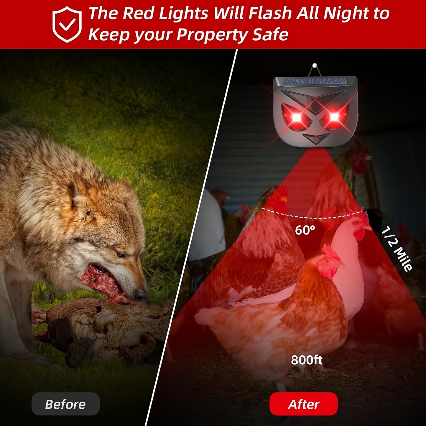 4 Pack Solar Outdoor Predator Lights for Chicken Coop