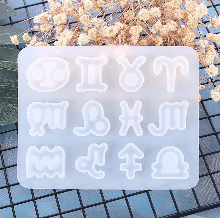 12 Constellation Crystal Epoxy Mould Stud Earrings Pendant