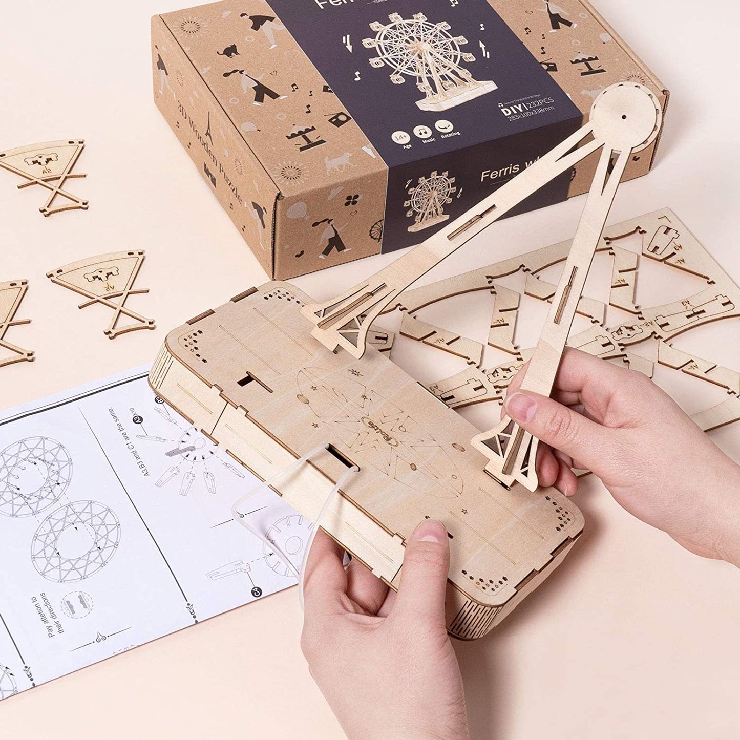 Robotime DIY Wooden Rotatable Ferris Wheel