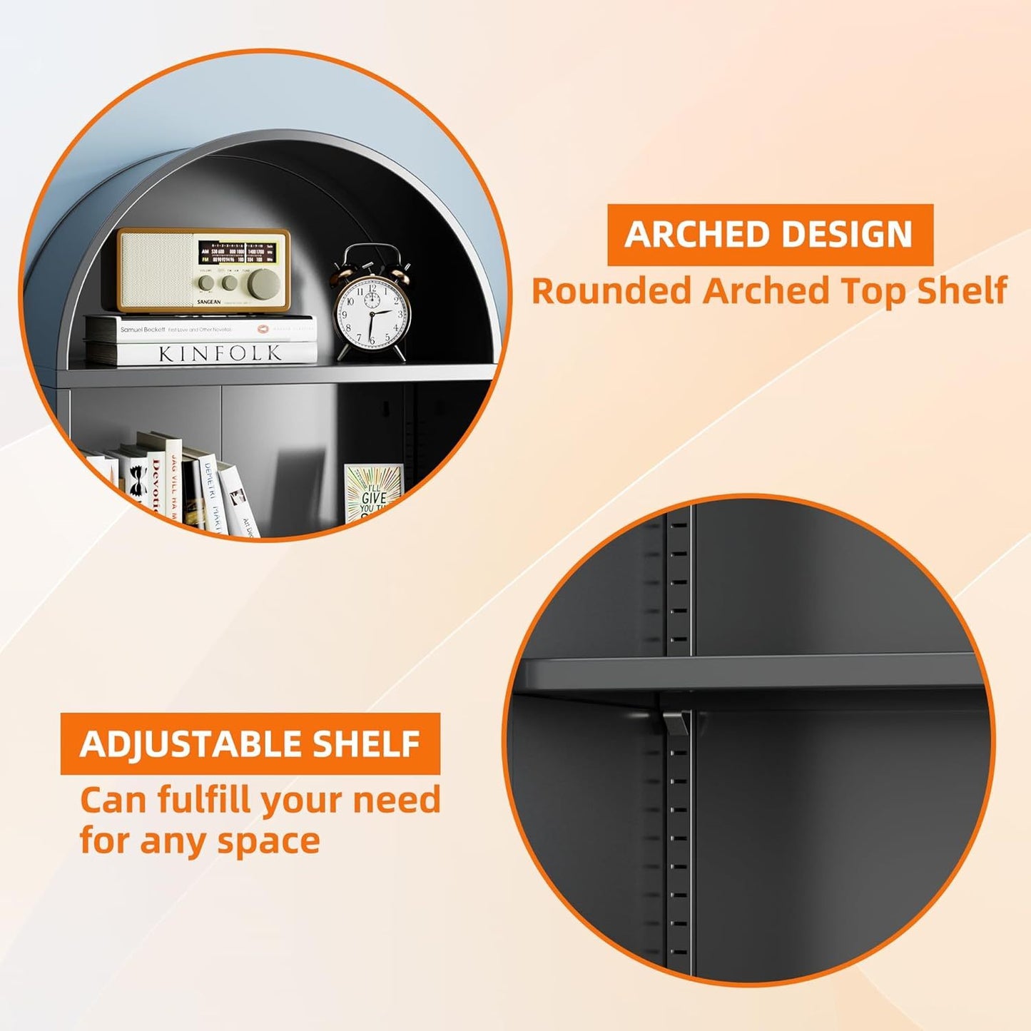 Metal Arched Bookcase With Wheels