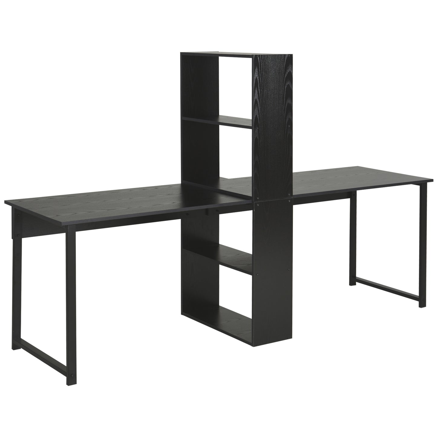Extra Long 2-Person Desk With Bookshelf
