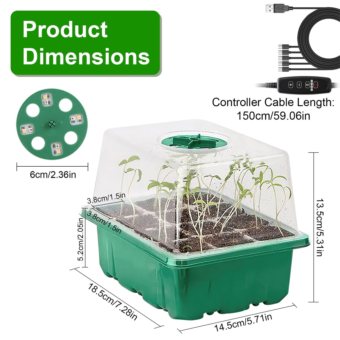 5Packs Seed Starter Tray With Grow Light