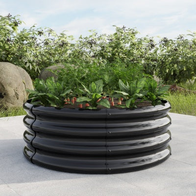 32.08x11.4 Tall Round Raised Garedn Bed,Metal Raised Beds For Vegetables, Outdoor Garden Raised Planter Box, Patio Planter Raised Beds For Flowers, Herbs, Fruits