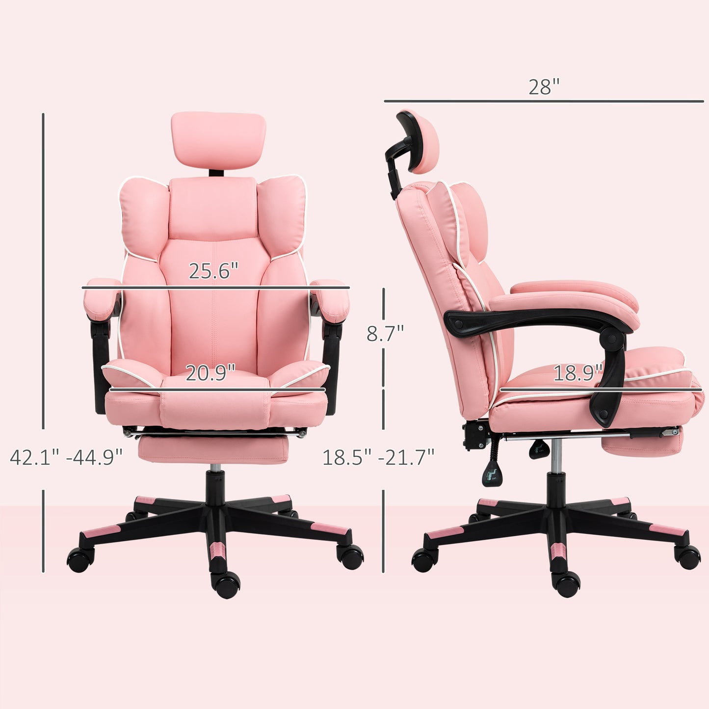 Executive Desk Chair With Headrest, Foot Rest, Swivel Wheels, Reclining Computer Chair