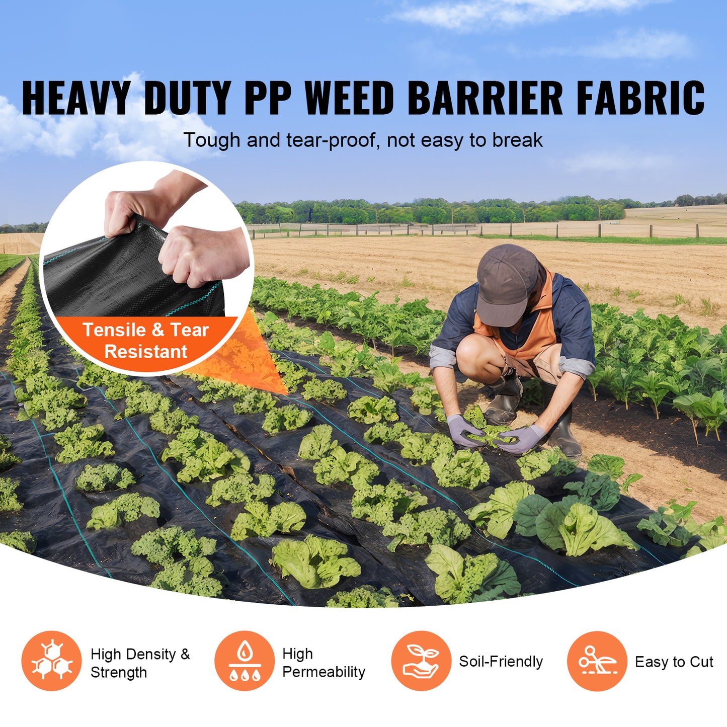 VEVOR Weed Barrier Garden Fabric 6X300FT