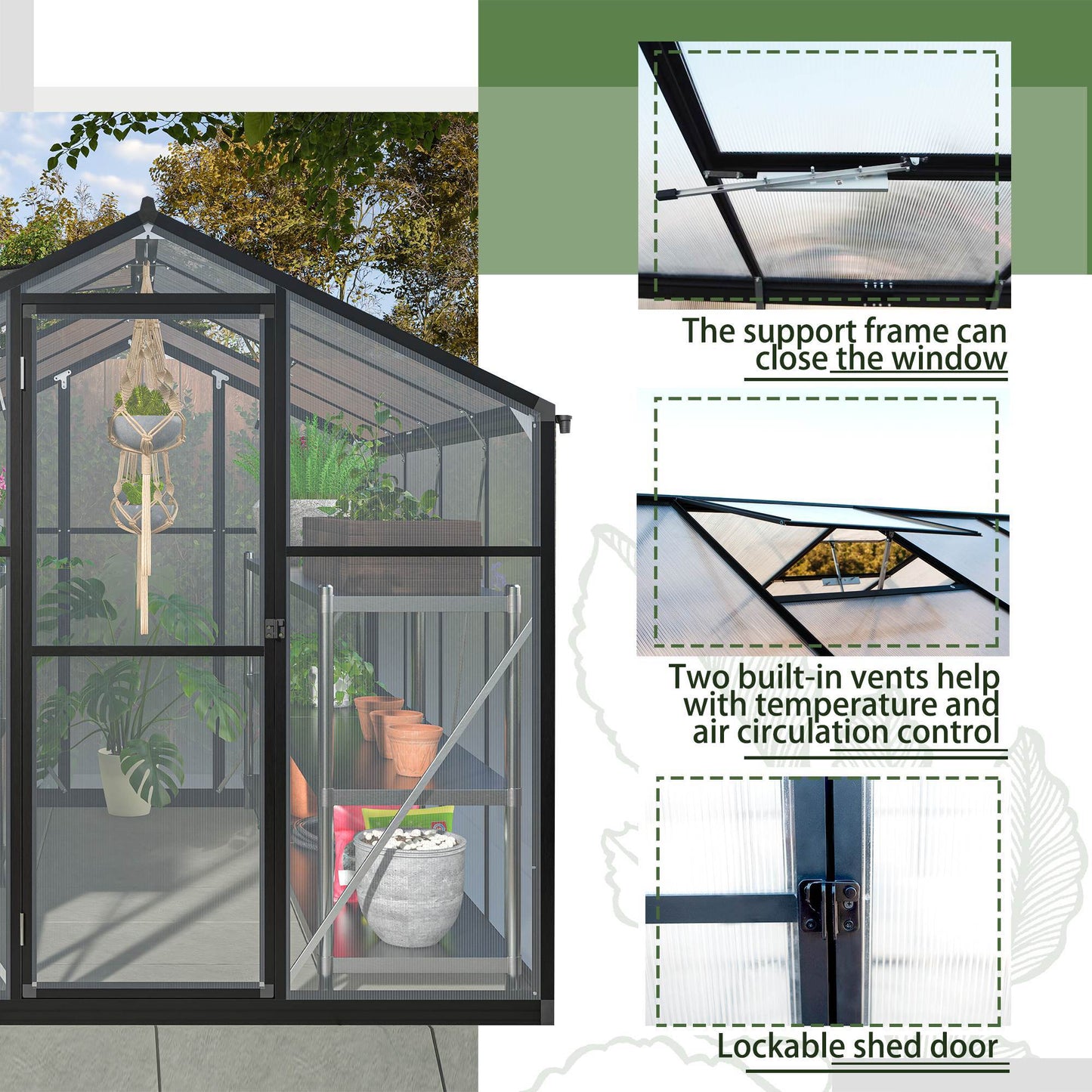 6x8 FT Polycarbonate Greenhouse