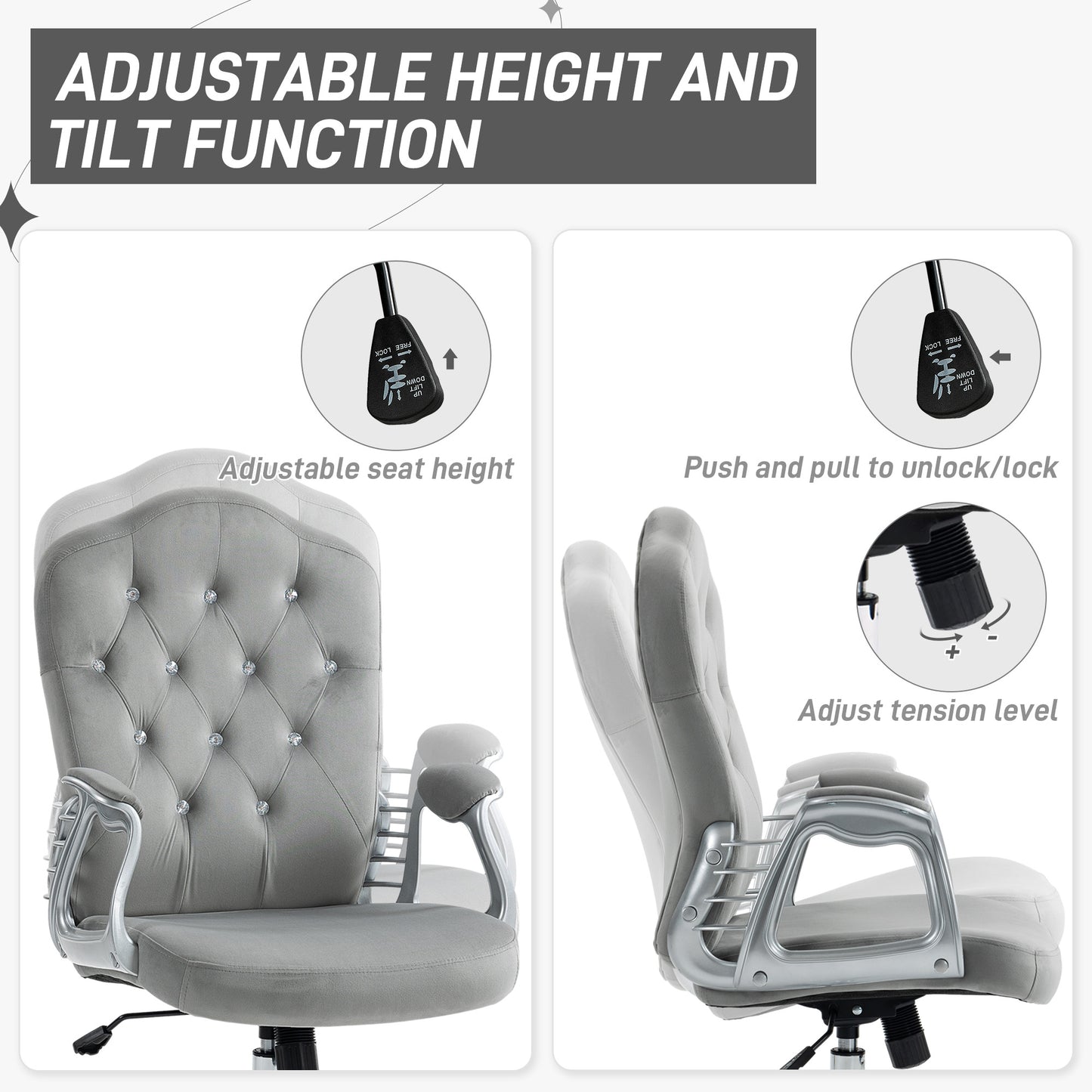Velvet Office Chair Desk Chair with 360 Degree Swivel
