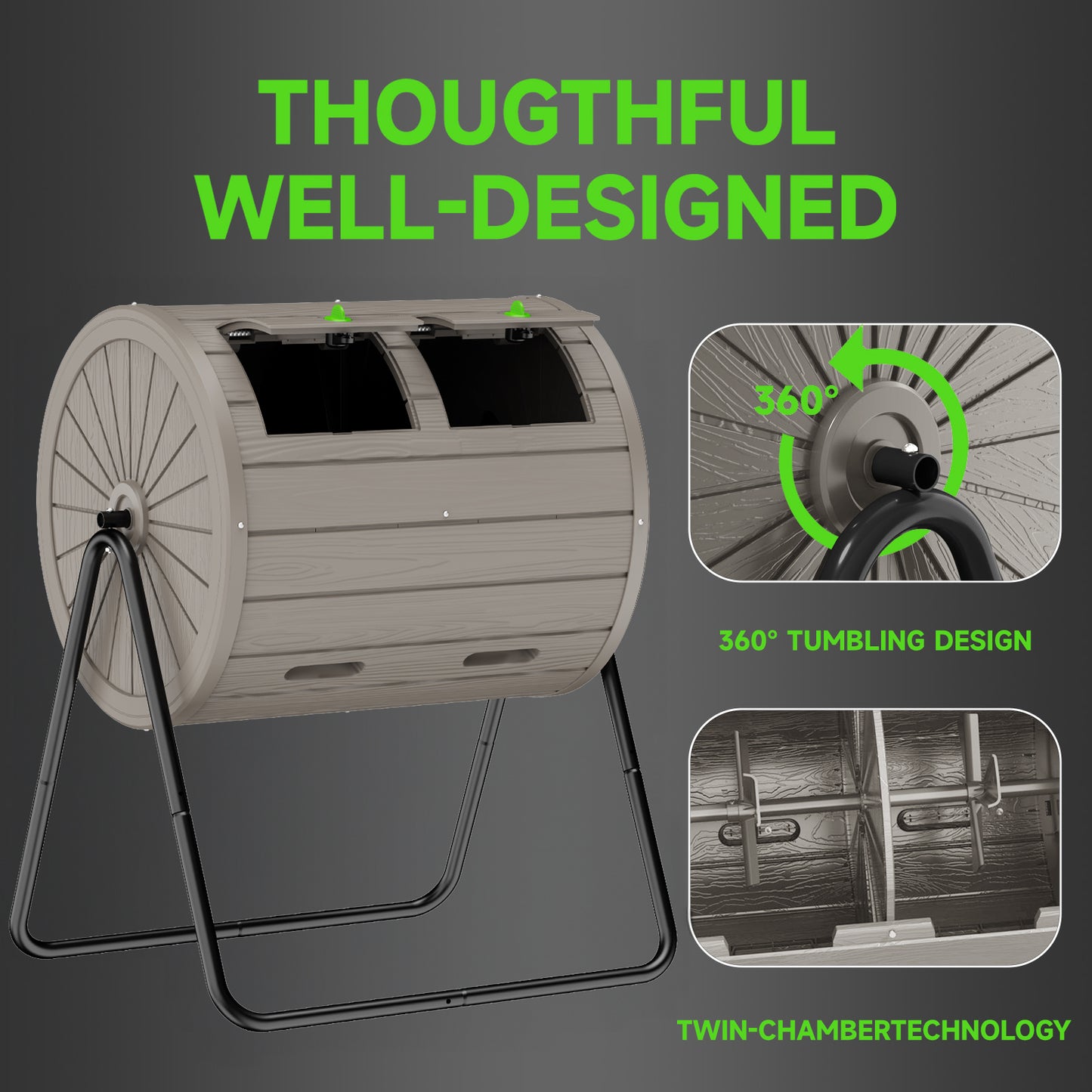 Dual-chamber Tumble Composter, 43 Gallons Gardening Tool