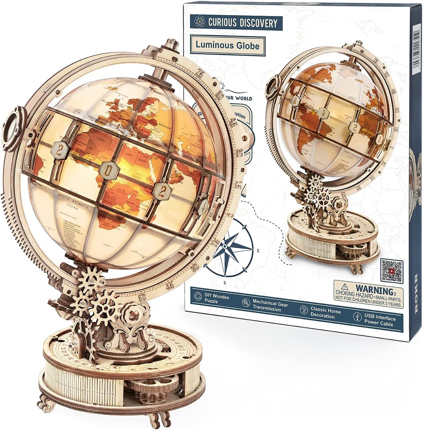 Luminous Globe 3D Wooden Puzzle STEM Kit