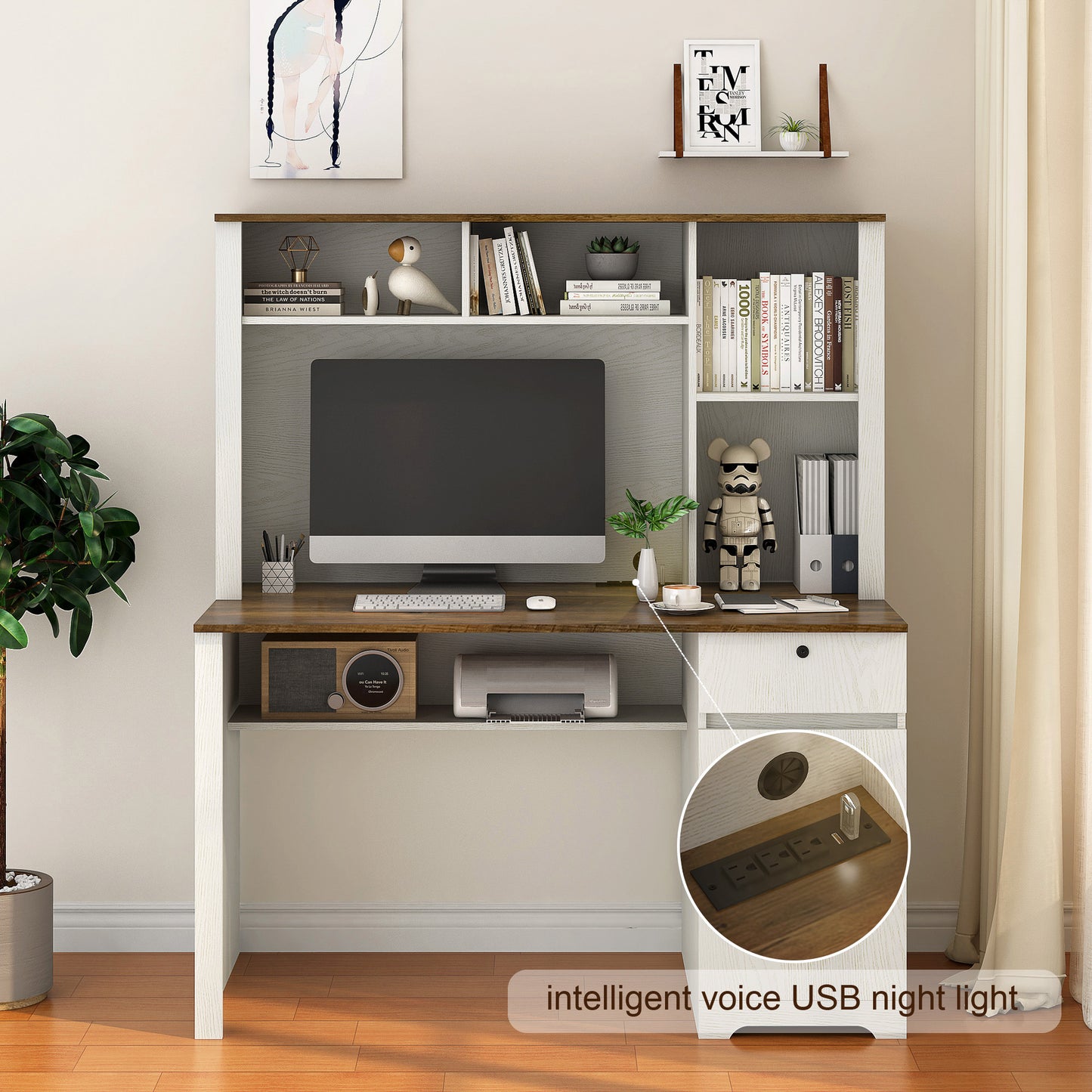 Computer Desk With Hutch & Bookshelf