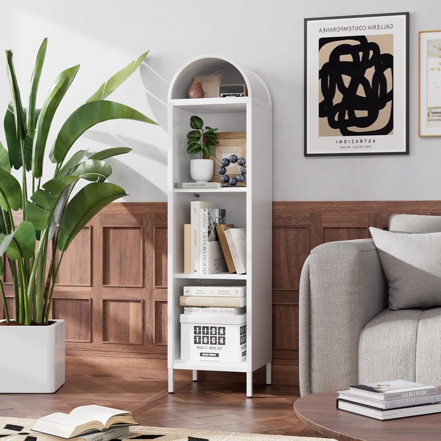 Arch Display Bookcase With 2 Adjustable Shelves