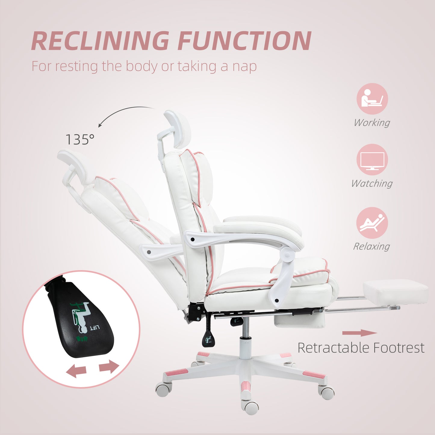 PU Leather Office Chair, Executive Desk Chair with Headrest