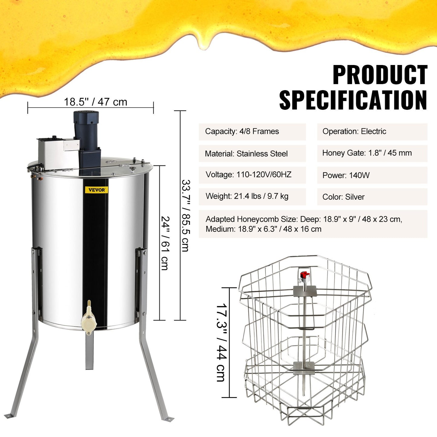 VEVOR Electric Honey Extractor