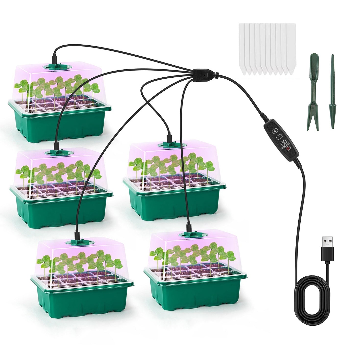 5Packs Seed Starter Tray With Grow Light