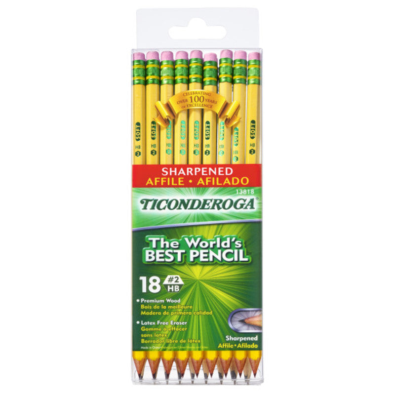 PENCILS SOFT YELLOW PRESHARP 18PK TICONDEROGA