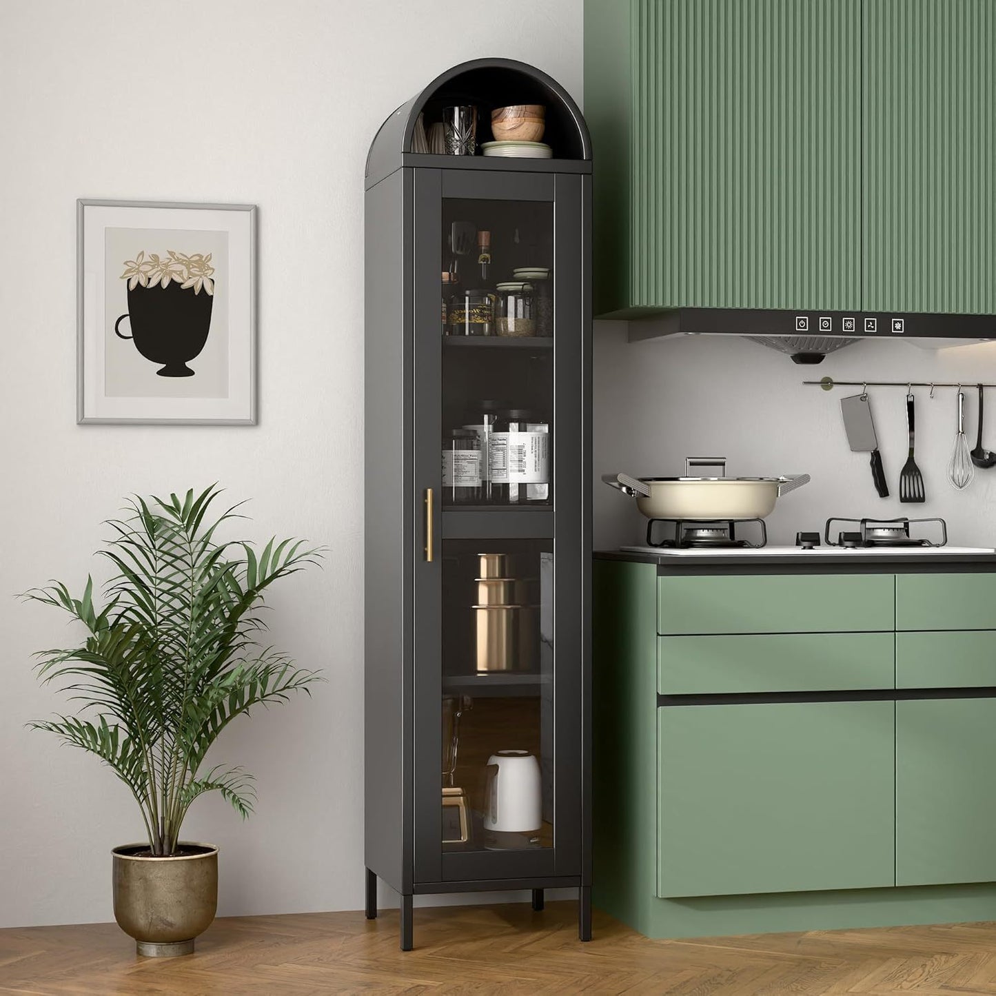 Tall Metal Arched Cabinet