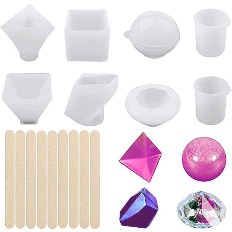 Epoxy Resin Mold Pendant Cube Measuring Cup Stirring Wooden Stick Measuring Cup Ball Silicone