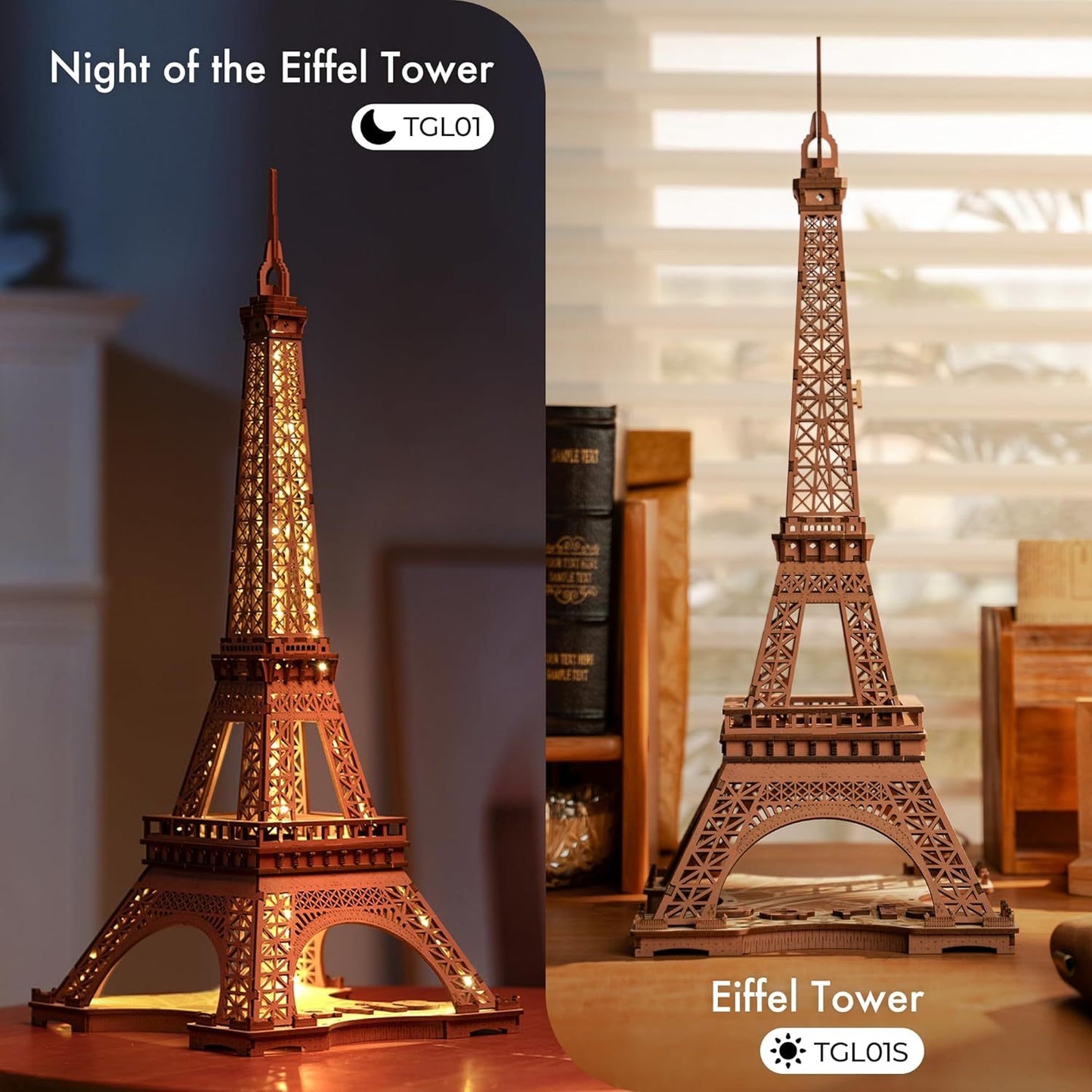 Eiffel Tower Large Wooden Puzzle With 4 Light Shows STEM Kit