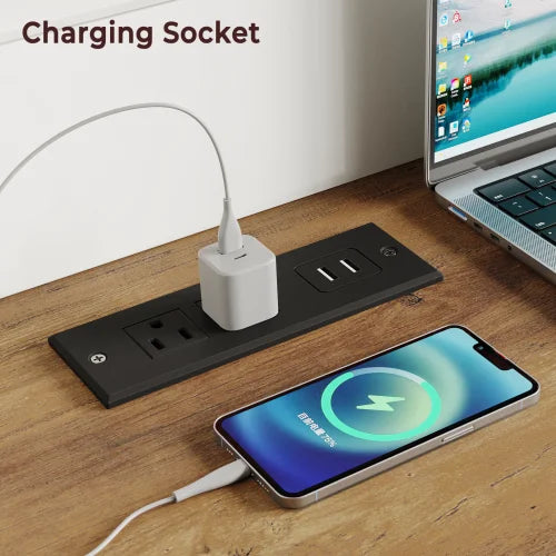 Farmhouse Style Office Desk With Charging Station