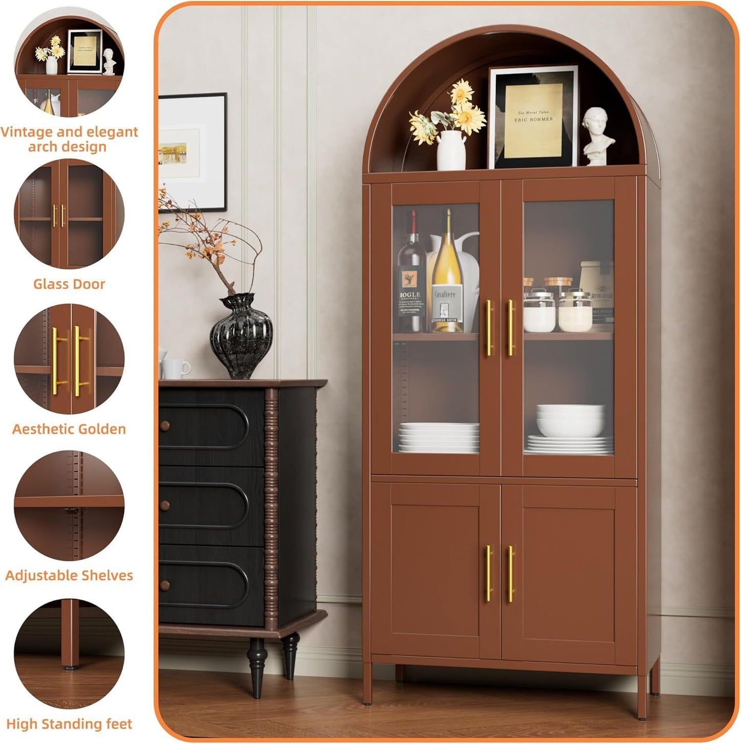 Metal Arched Storage Cabinet