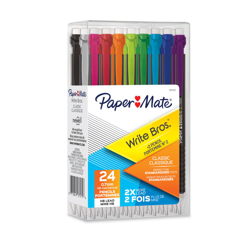 MECH PENCIL 0.7MM ASSORTED 24CT PAPER MATE