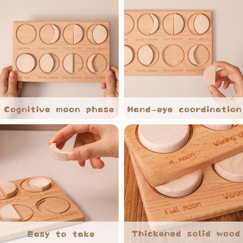 Early Education Wooden Moon Phase Puzzle Board
