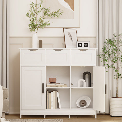 Wooden Floor Cabinet,with Drawers And Shelves Storage