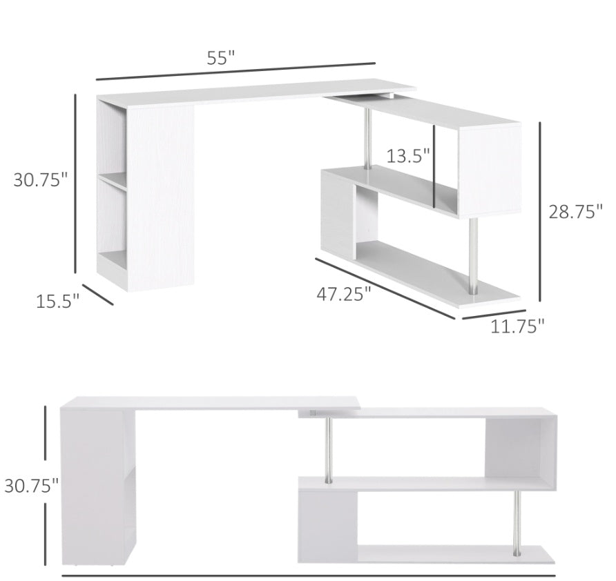 White Corner Computer Workstation with storage