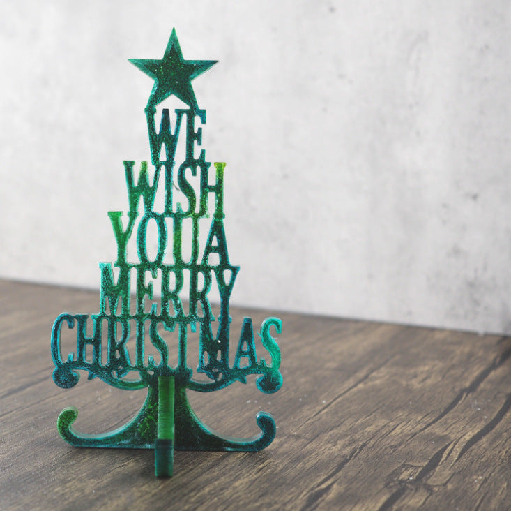 Crystal Epoxy Resin Christmas Tree Letter Desktop Decoration