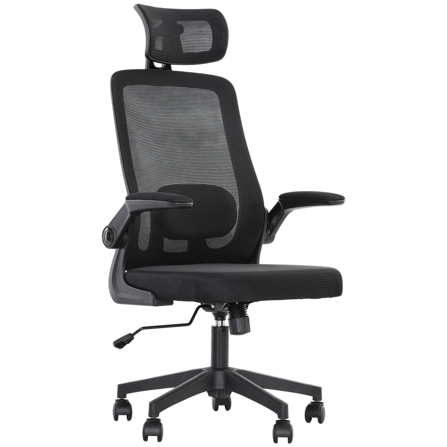 Mesh Office Chair, With Flip-up Armrest, Rotatable Headrest, Adjustable Lumbar Support