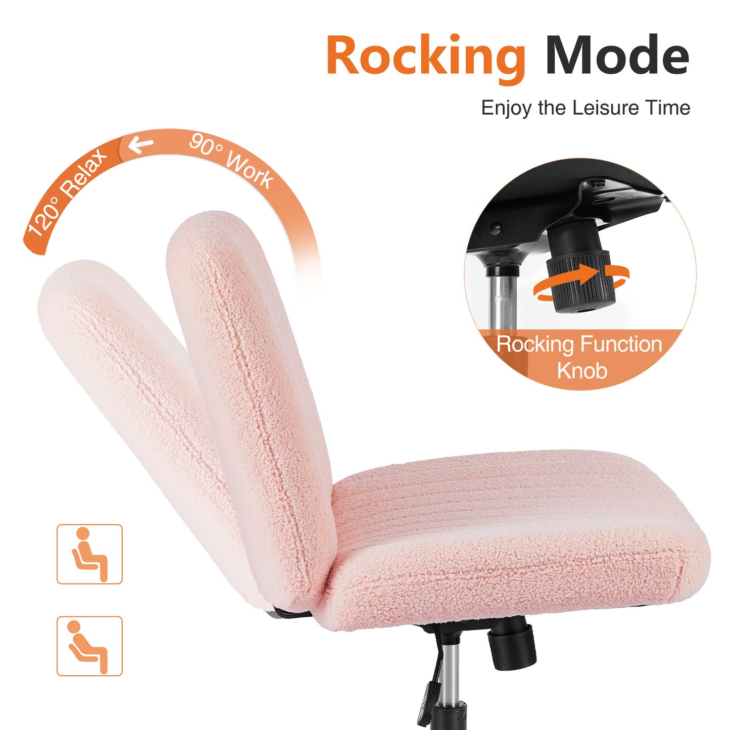 Armless Swivel Fabric Height Adjustable Wide Seat