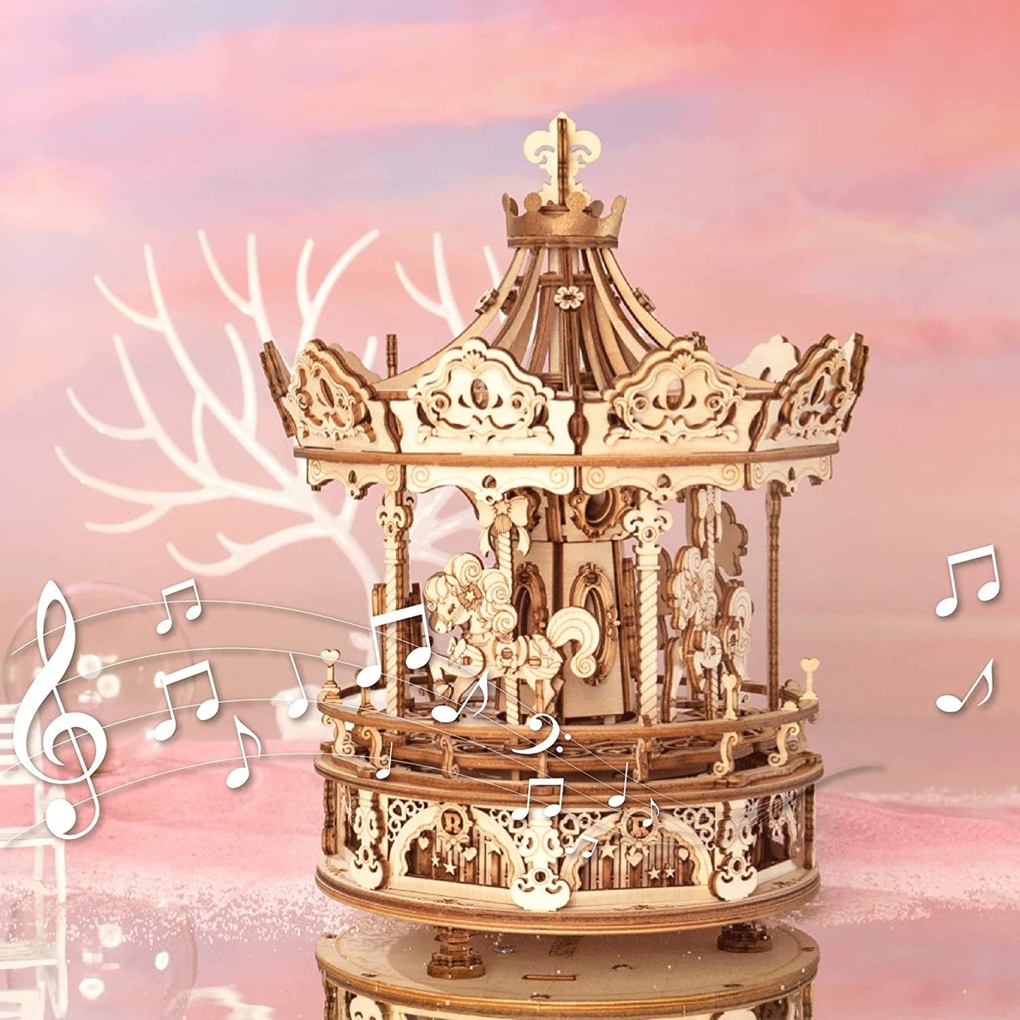 Robotime Rokr 3D Wooden Music Box Puzzle Kits Rotating