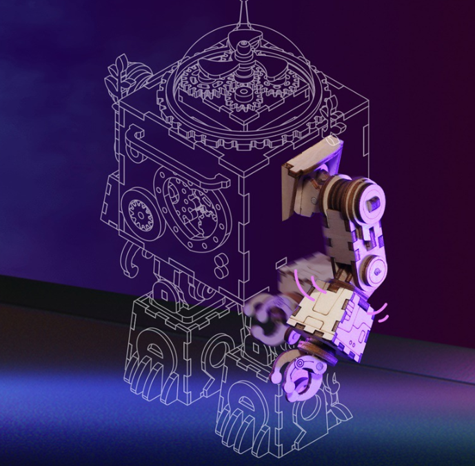 STEM Wooden Robot Music Box Puzzle Kit